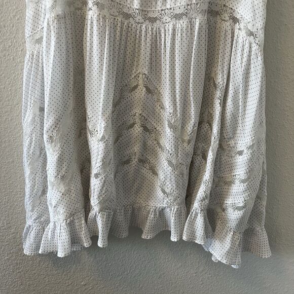 Intimately Free People Mini Slip Dress XS Swing Trapeze White Polka Dot Lacey - Picture 5 of 10